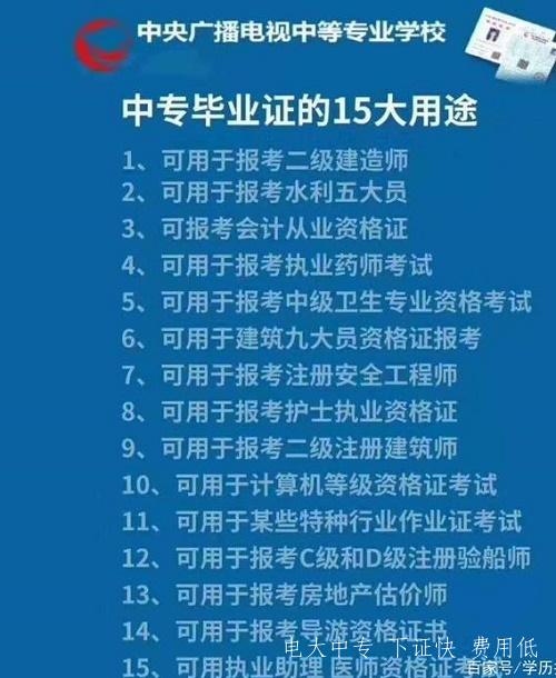 中央廣播電視中等專(zhuān)業(yè)學(xué)校畢業(yè)證用途