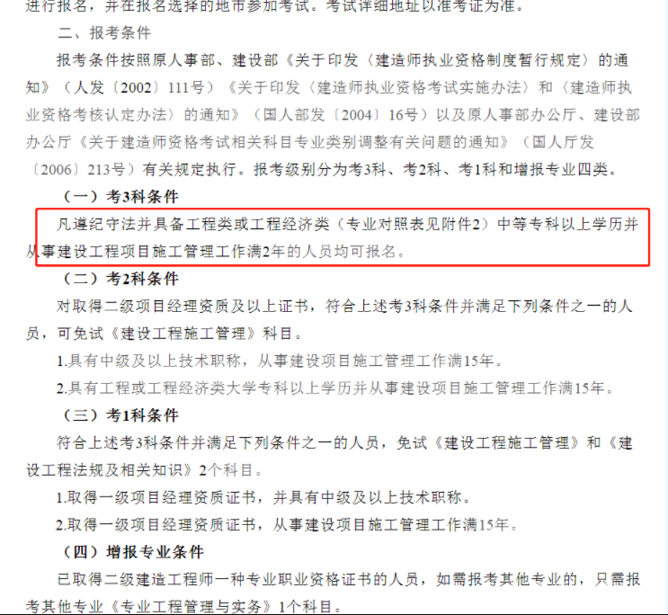 電大中專(zhuān)畢業(yè)后報考二建的條件是什么